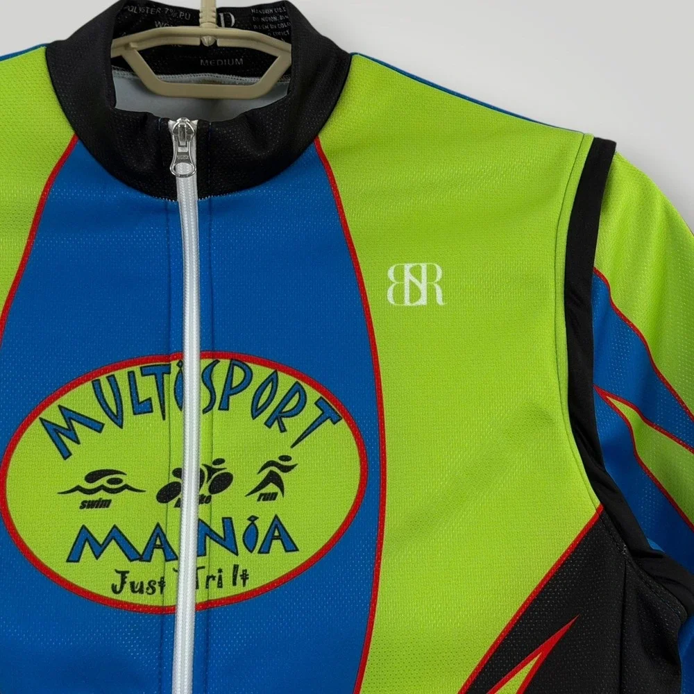 BR Jacket Womens Medium Multicolor Multisport Mania Full Zip Cycling Triathlon - Picture 2 of 9